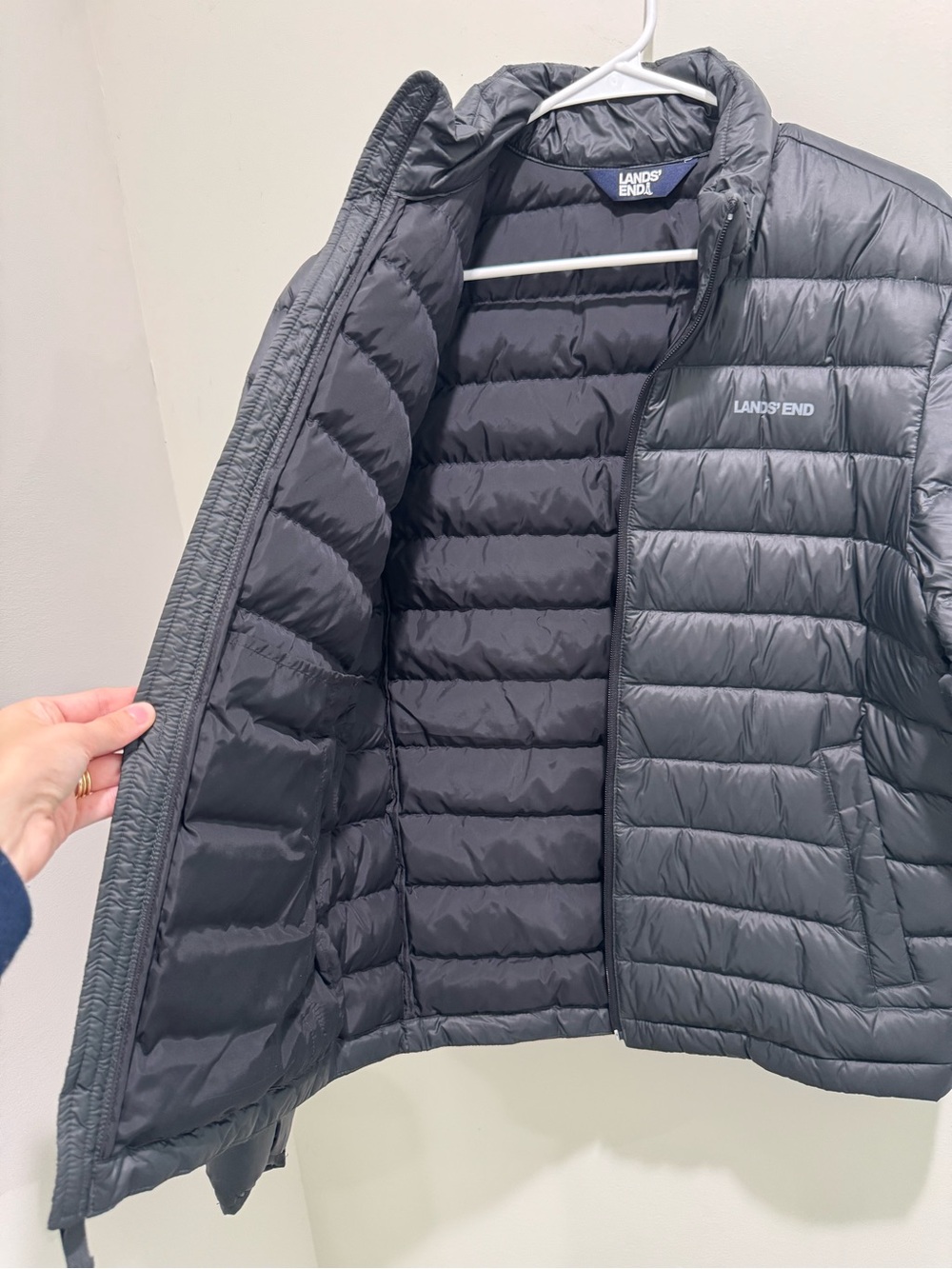 Lands’ End Men’s Wanderweight Packable Down Jacket Black Small 34-36 Lightweight - Picture 5 of 13
